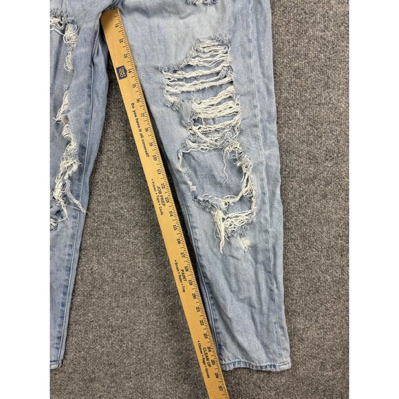 American Eagle Jeans Womens 10 Regular Light Wash Hi-Rise Girlfriend Distressed - Picture 5 of 9